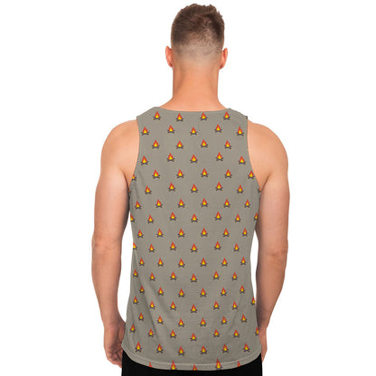 Camping Fire Pattern Print Men's Tank Top