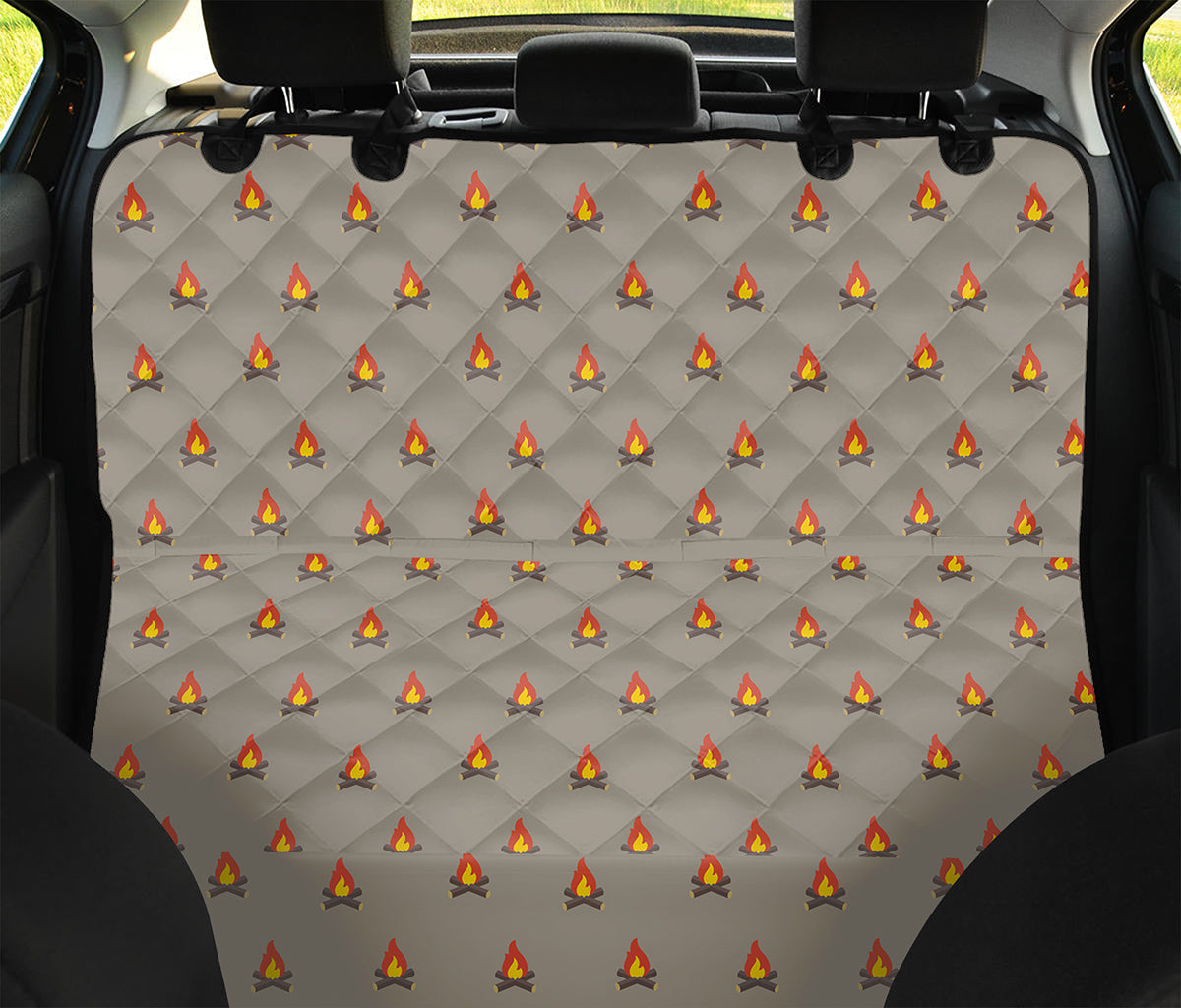 Camping Fire Pattern Print Pet Car Back Seat Cover