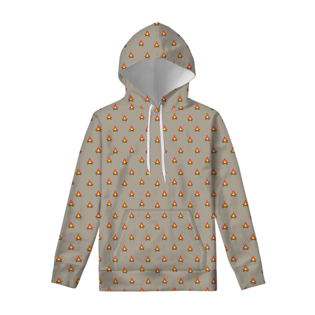Camping Fire Pattern Print Pullover Hoodie