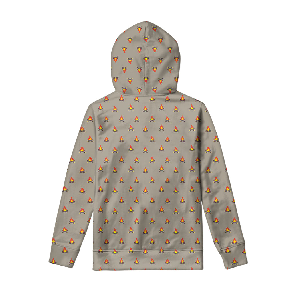 Camping Fire Pattern Print Pullover Hoodie