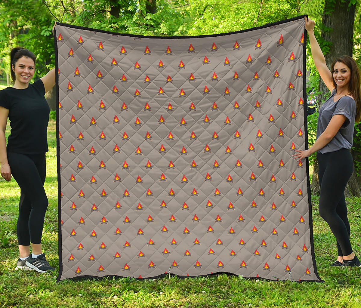 Camping Fire Pattern Print Quilt