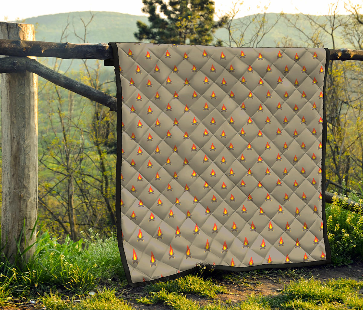 Camping Fire Pattern Print Quilt