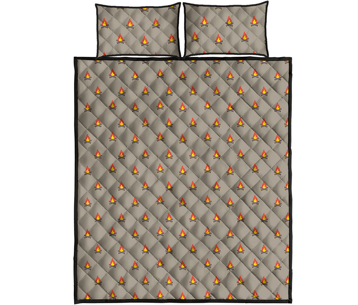 Camping Fire Pattern Print Quilt Bed Set