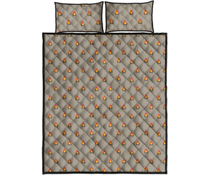 Camping Fire Pattern Print Quilt Bed Set