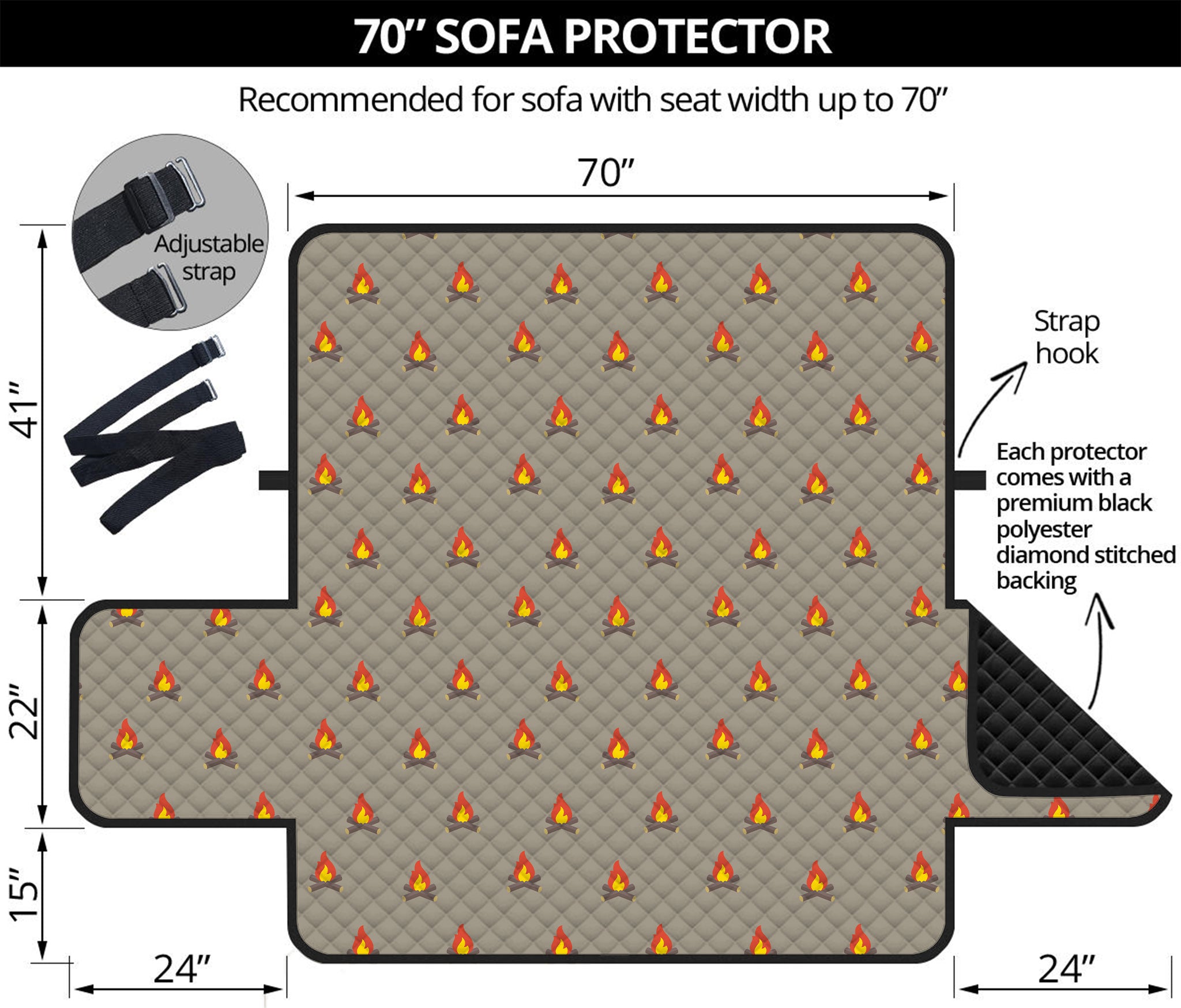 Camping Fire Pattern Print Sofa Protector