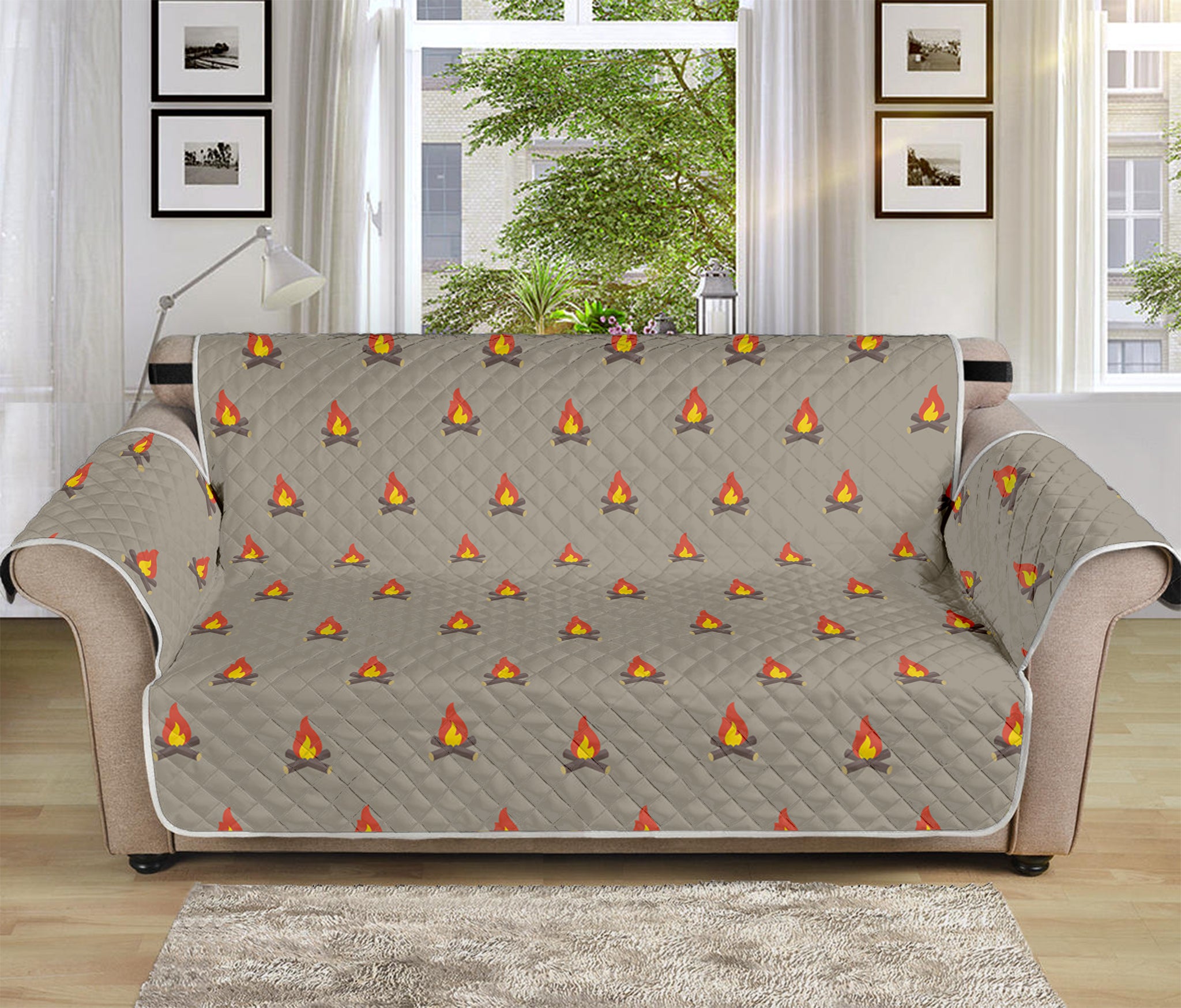 Camping Fire Pattern Print Sofa Protector