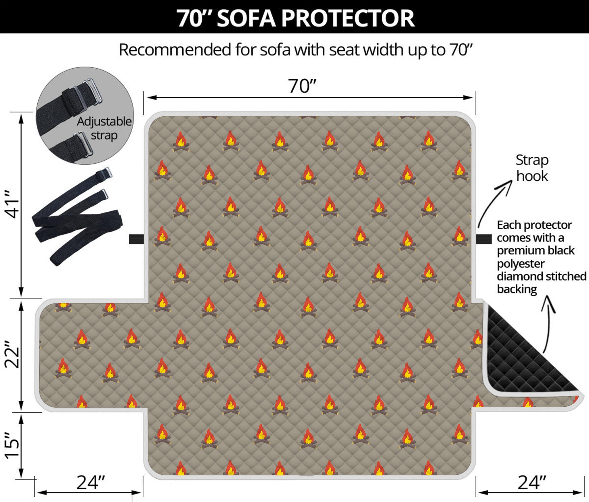 Camping Fire Pattern Print Sofa Protector