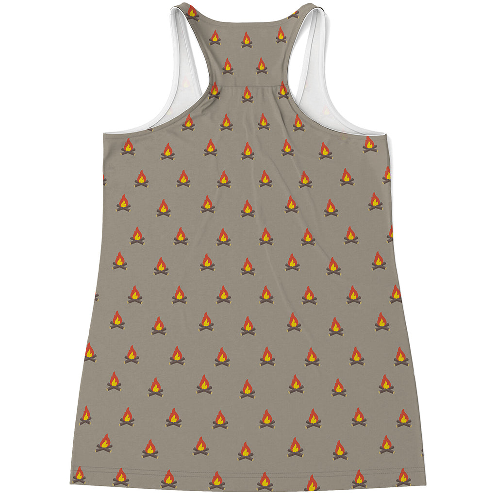 Camping Fire Pattern Print Women's Racerback Tank Top