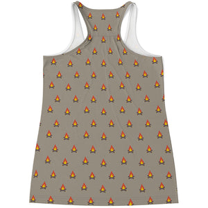 Camping Fire Pattern Print Women's Racerback Tank Top