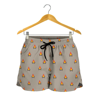 Camping Fire Pattern Print Women's Shorts