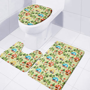 Camping Picnic Pattern Print 3 Piece Bath Mat Set