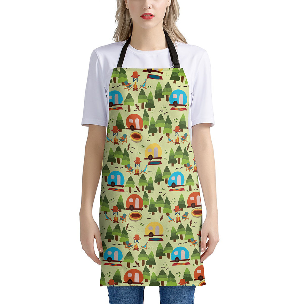 Camping Picnic Pattern Print Apron