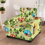 Camping Picnic Pattern Print Armchair Slipcover