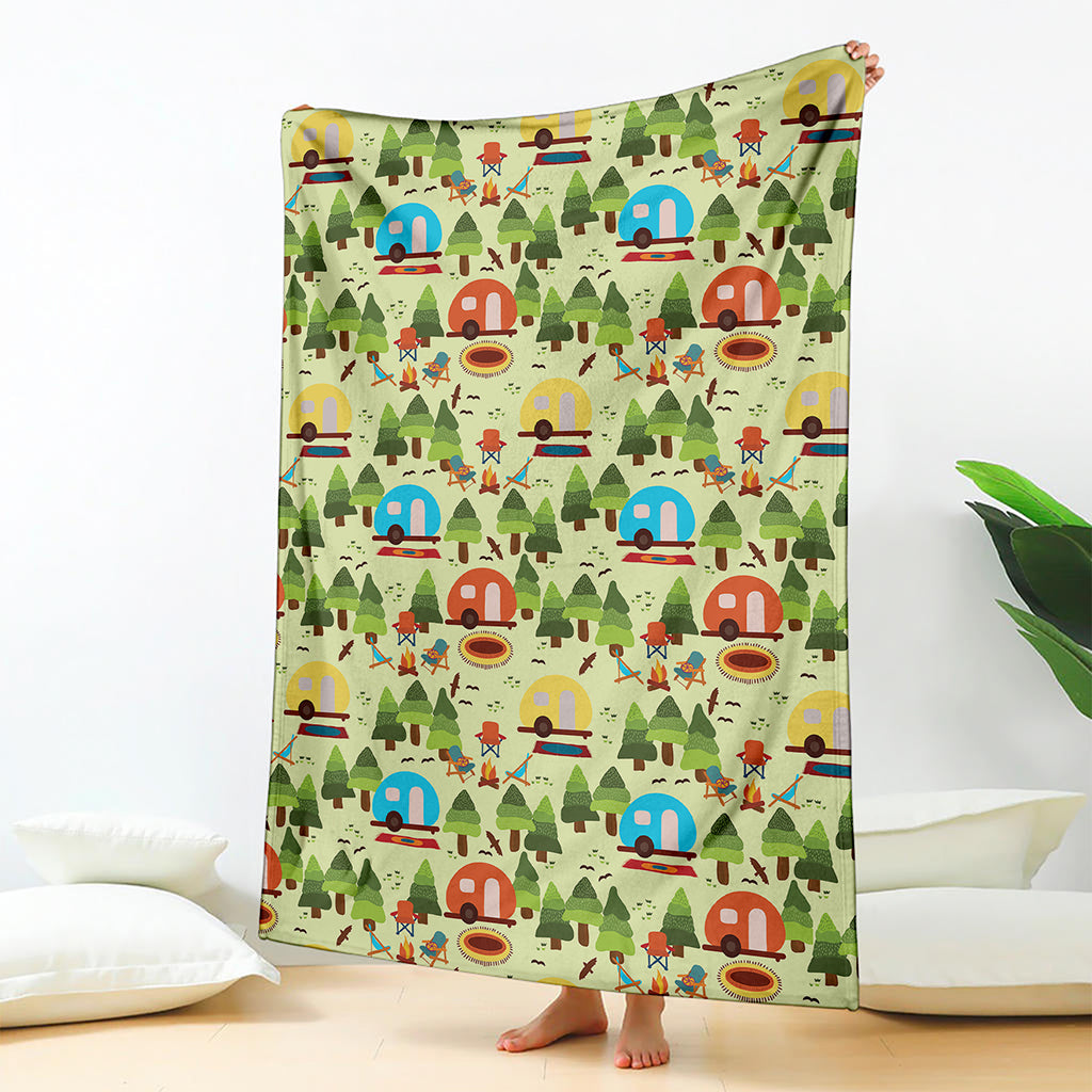 Camping Picnic Pattern Print Blanket