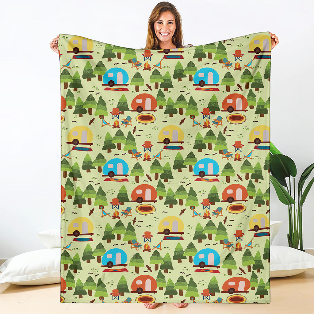 Camping Picnic Pattern Print Blanket