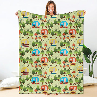 Camping Picnic Pattern Print Blanket