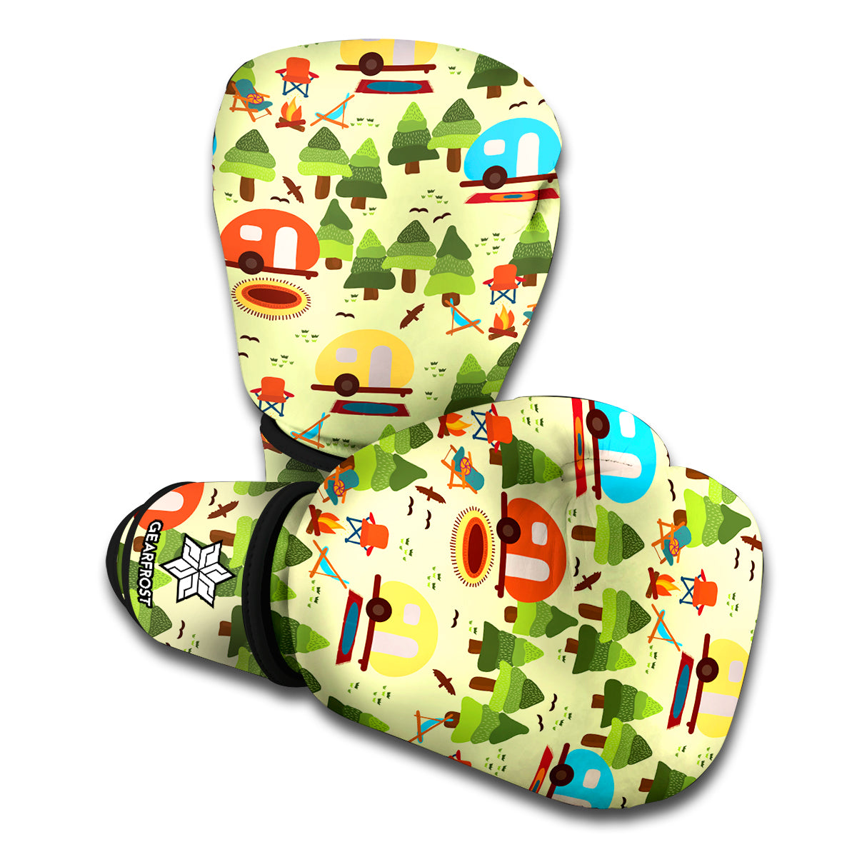 Camping Picnic Pattern Print Boxing Gloves