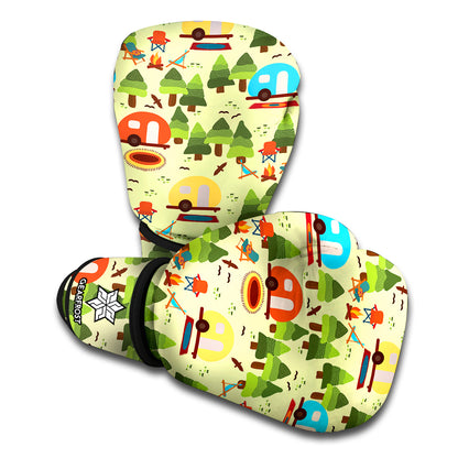 Camping Picnic Pattern Print Boxing Gloves