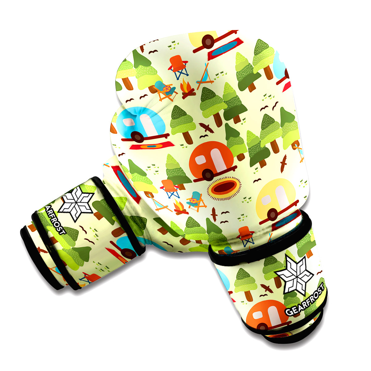 Camping Picnic Pattern Print Boxing Gloves