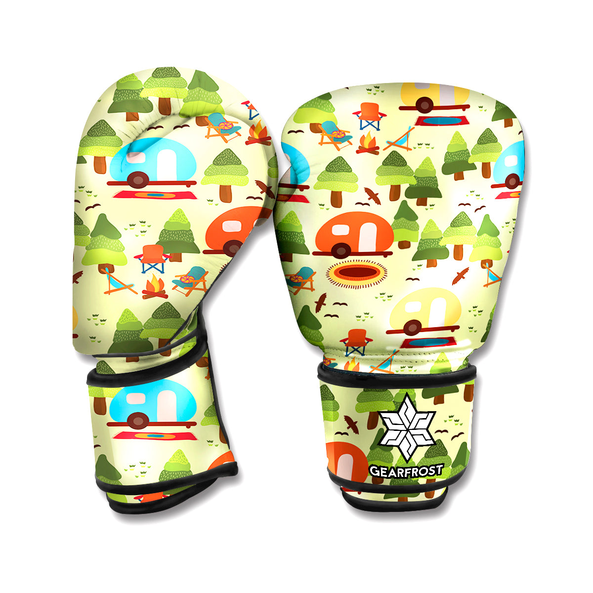 Camping Picnic Pattern Print Boxing Gloves