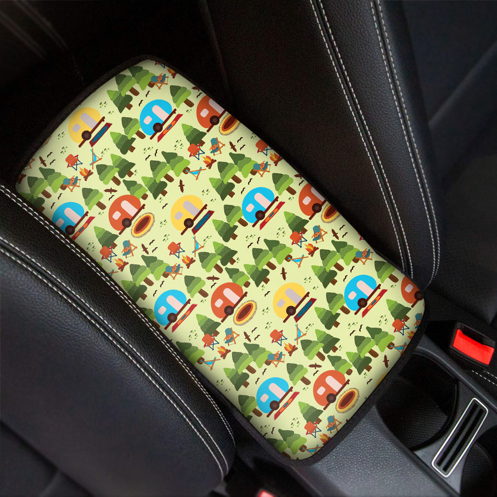 Camping Picnic Pattern Print Car Center Console Cover