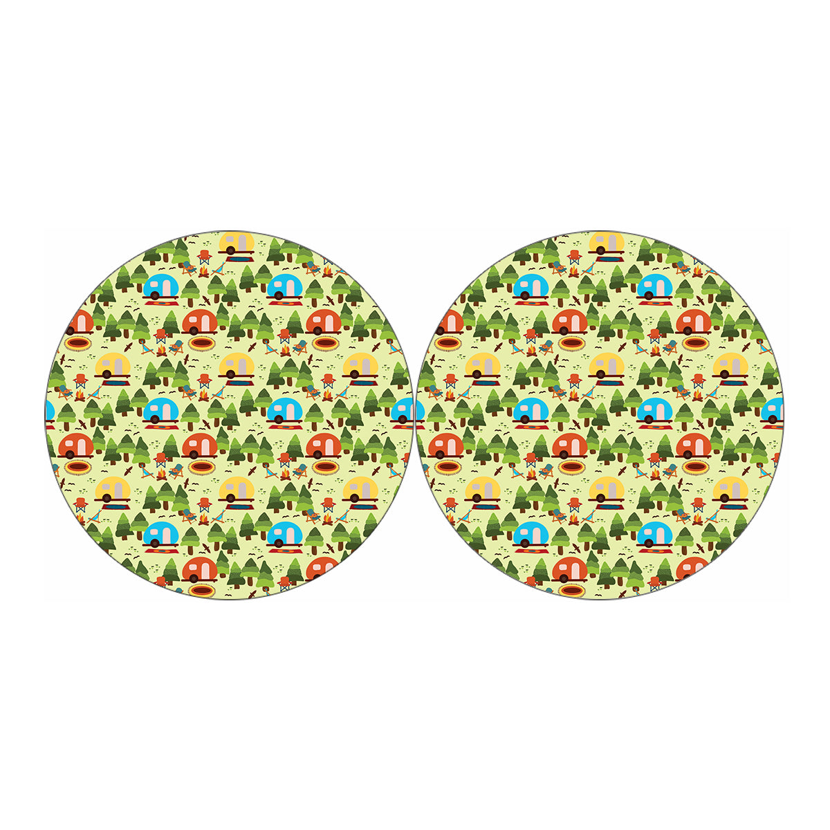 Camping Picnic Pattern Print Car Coasters