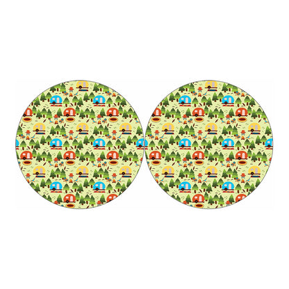 Camping Picnic Pattern Print Car Coasters