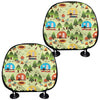 Camping Picnic Pattern Print Car Headrest Covers