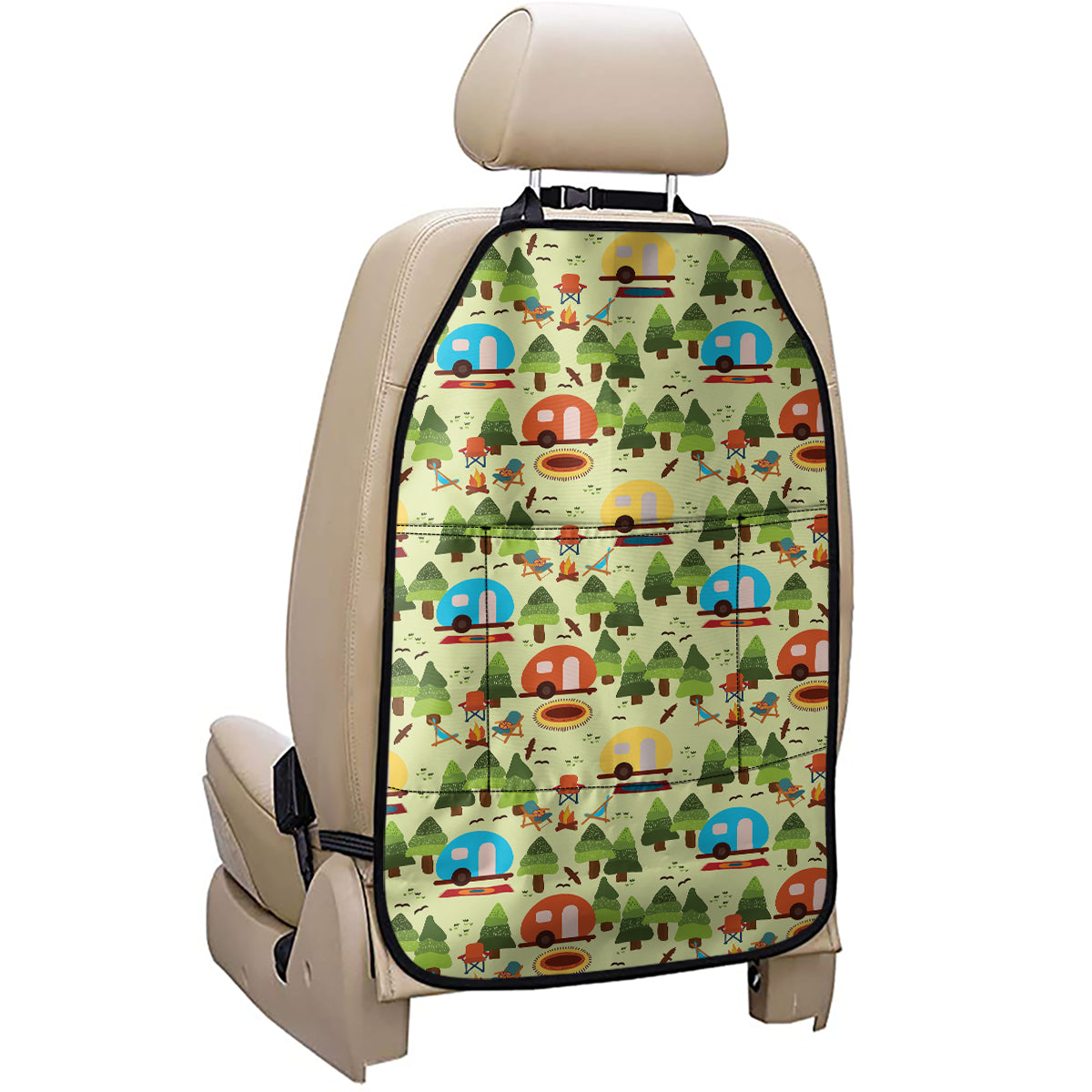 Camping Picnic Pattern Print Car Seat Organizers