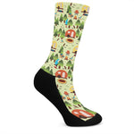 Camping Picnic Pattern Print Crew Socks