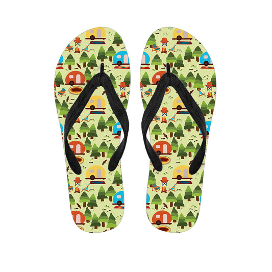 Camping Picnic Pattern Print Flip Flops