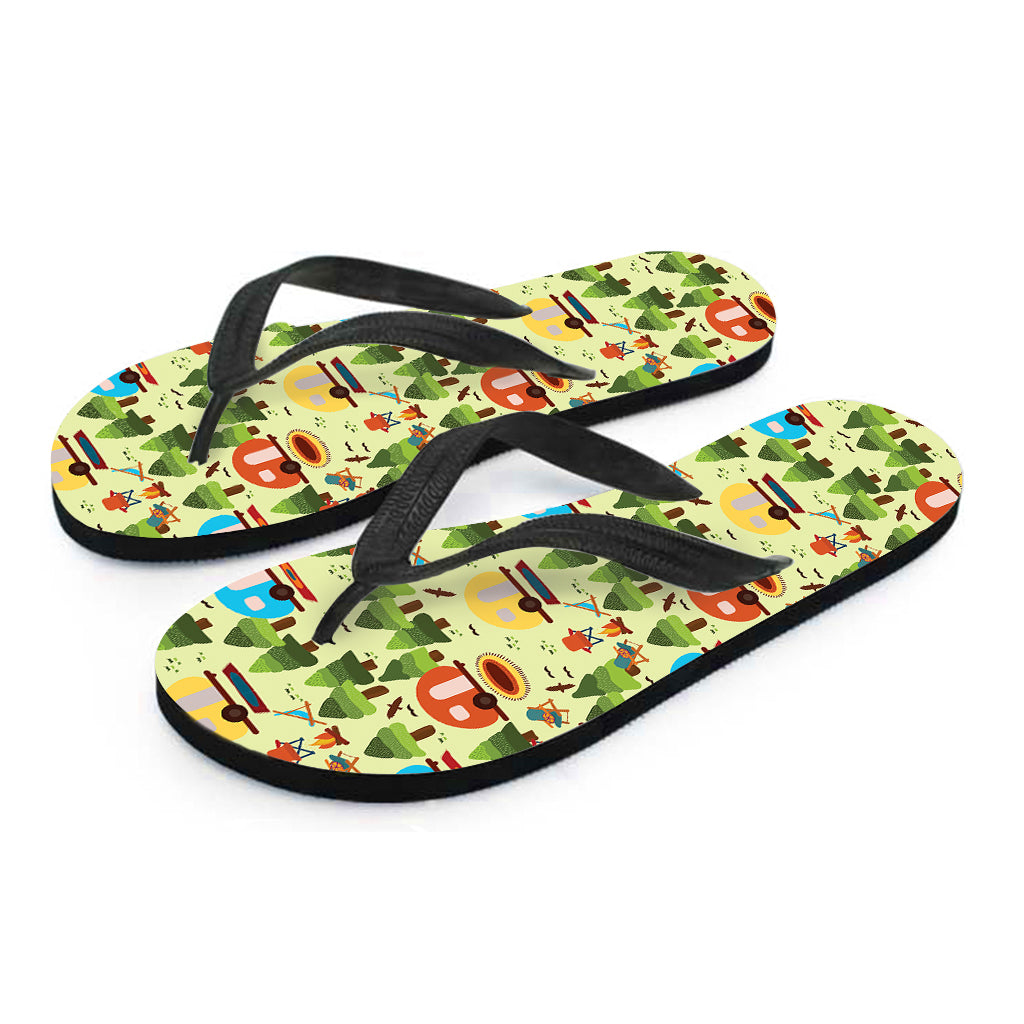 Camping Picnic Pattern Print Flip Flops