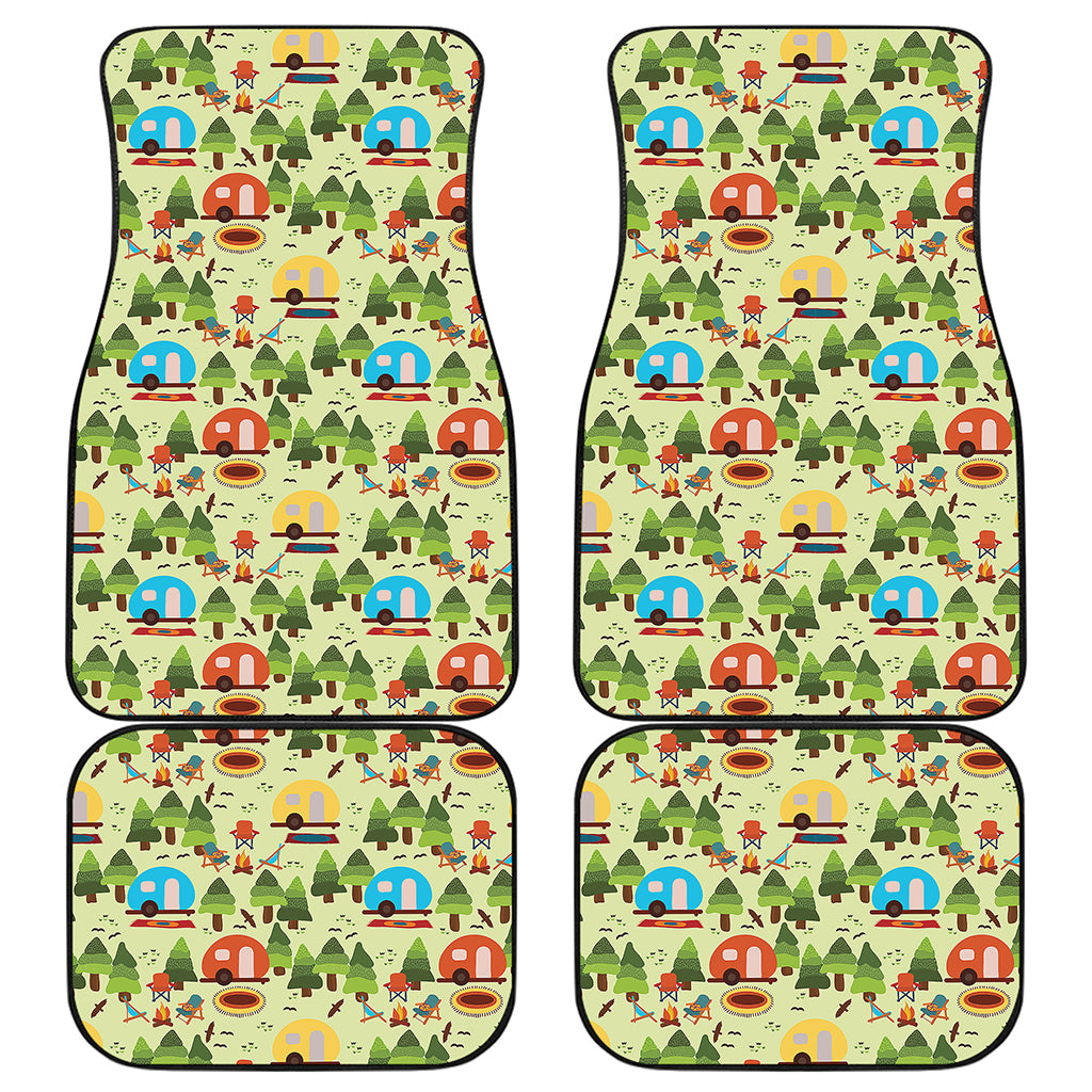 Camping Picnic Pattern Print Front and Back Car Floor Mats