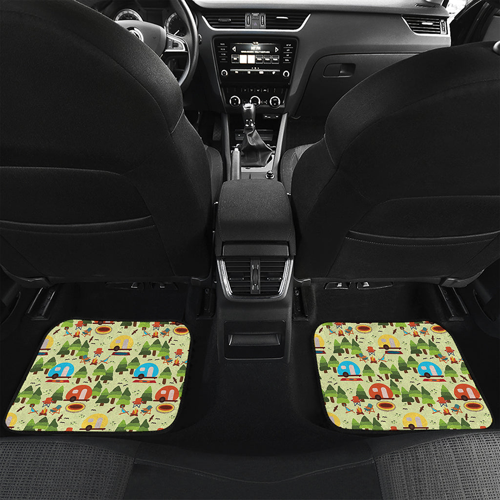 Camping Picnic Pattern Print Front and Back Car Floor Mats