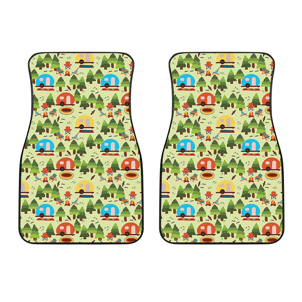 Camping Picnic Pattern Print Front Car Floor Mats