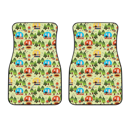 Camping Picnic Pattern Print Front Car Floor Mats