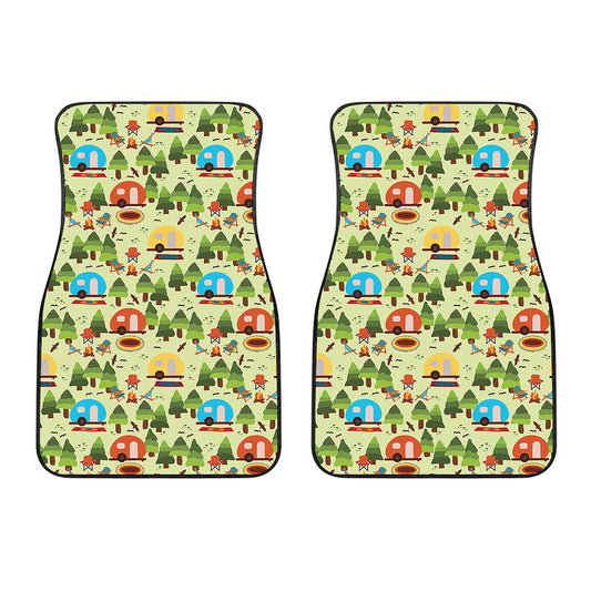 Camping Picnic Pattern Print Front Car Floor Mats