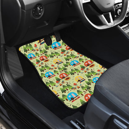 Camping Picnic Pattern Print Front Car Floor Mats