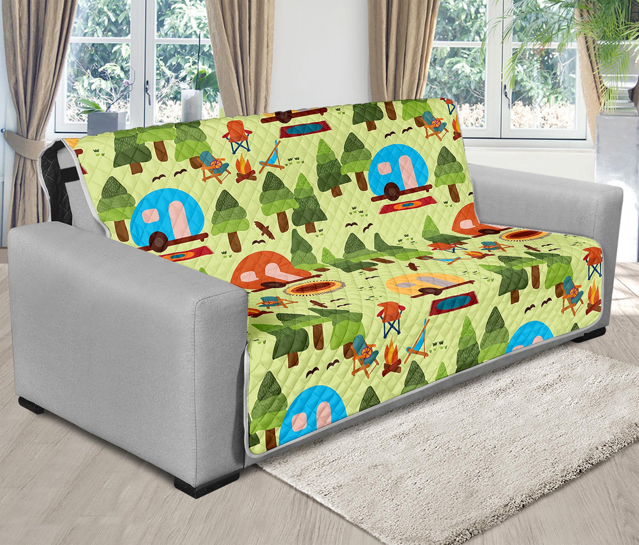 Camping Picnic Pattern Print Futon Protector