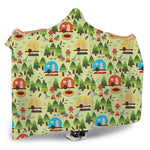 Camping Picnic Pattern Print Hooded Blanket