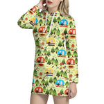 Camping Picnic Pattern Print Hoodie Dress