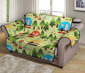 Camping Picnic Pattern Print Loveseat Protector