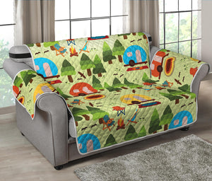 Camping Picnic Pattern Print Loveseat Protector