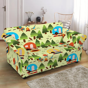 Camping Picnic Pattern Print Loveseat Slipcover