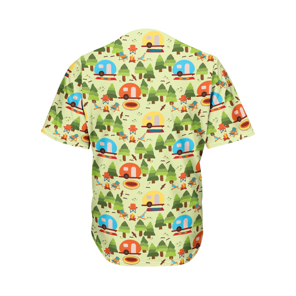Camping Picnic Pattern Print Men's Baseball Jersey