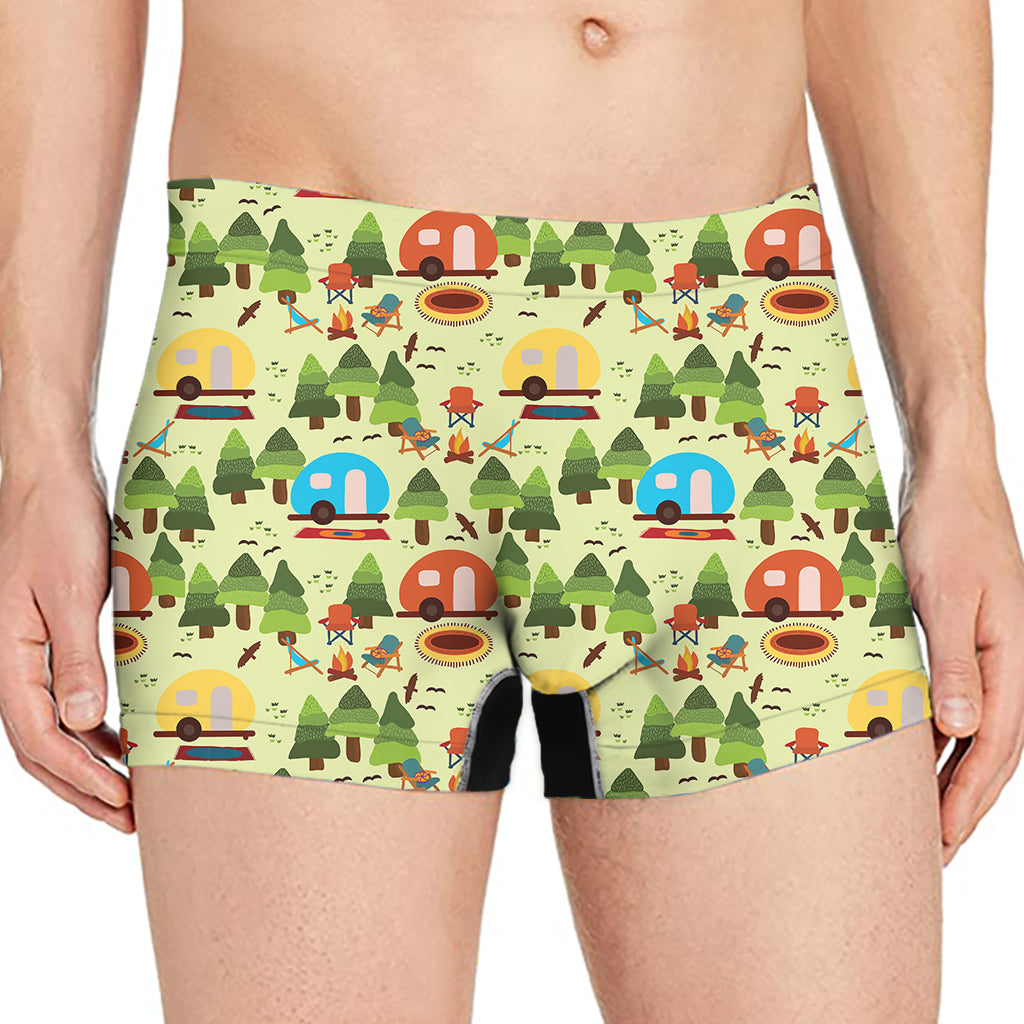 Camping Picnic Pattern Print Men's Boxer Briefs