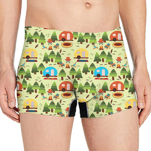 Camping Picnic Pattern Print Men's Boxer Briefs