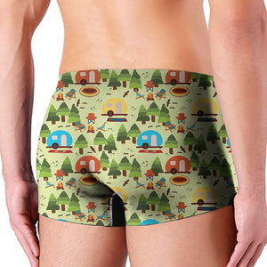 Camping Picnic Pattern Print Men's Boxer Briefs