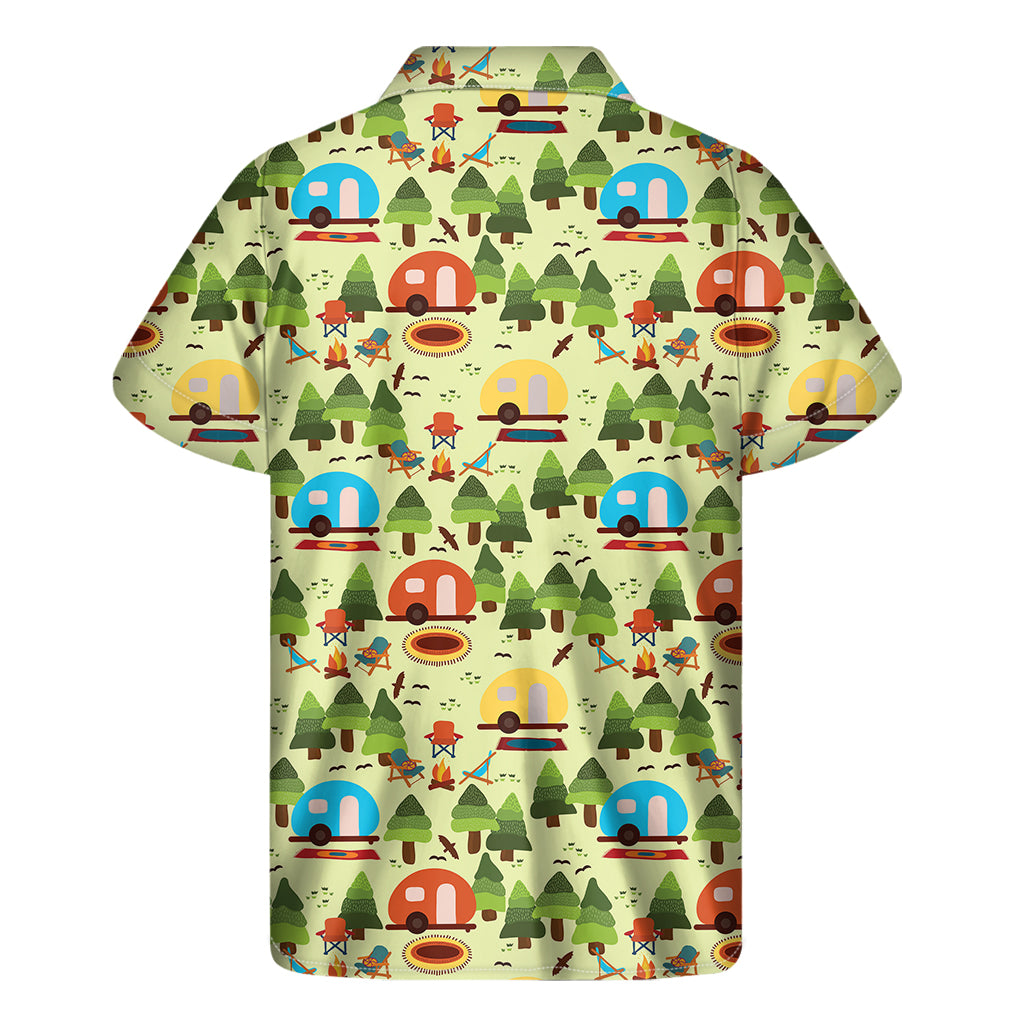 Camping Picnic Pattern Print Men's Short Sleeve Shirt