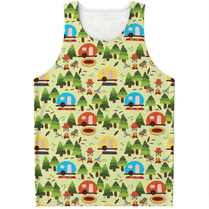 Camping Picnic Pattern Print Men's Tank Top